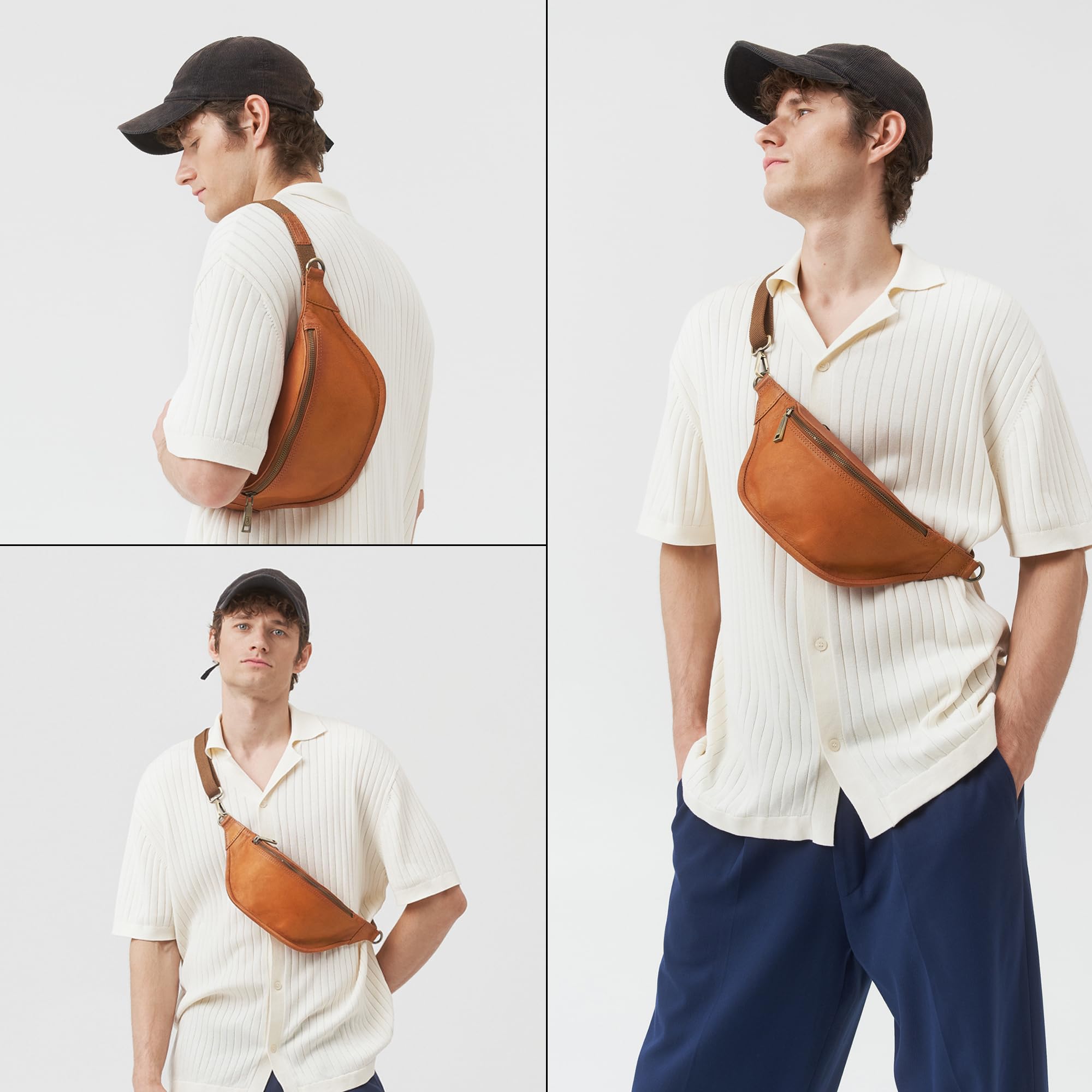Berliner Bags Vintage Marsupio Donna Kai, Marsupio Uomo Pelle, Borsa Marsupio Donna Tracolla, Unisex - Marrone