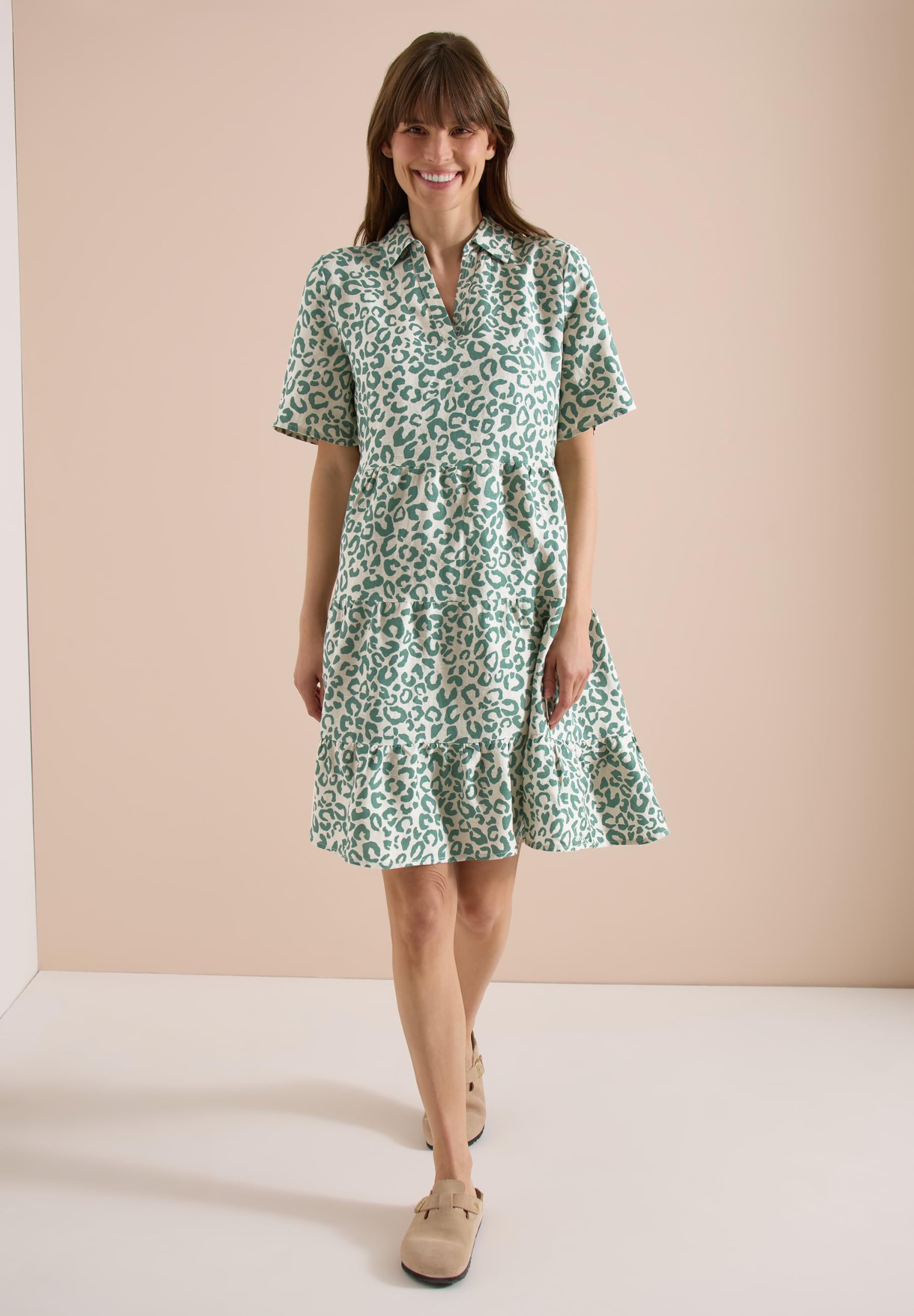 Cecil Knielanges Kleid aus Leinenmix mit Print