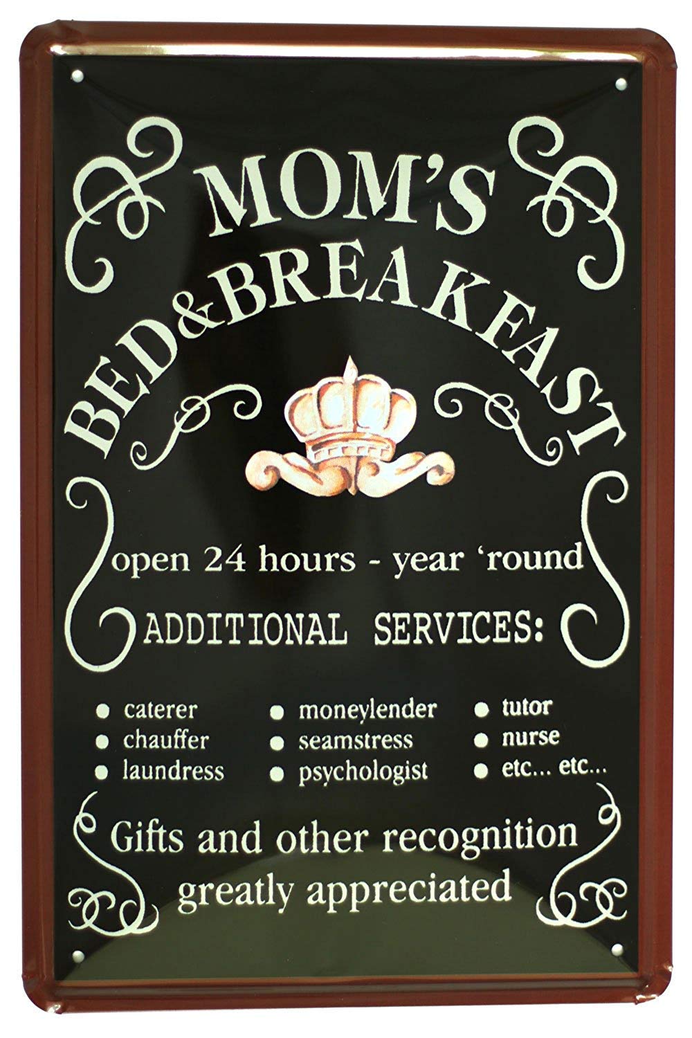 Yelacecca Mom'S Bed & Breakfast Metal Poster Tin Sign Vintage Metal Tin Sign 8X12 Inches
