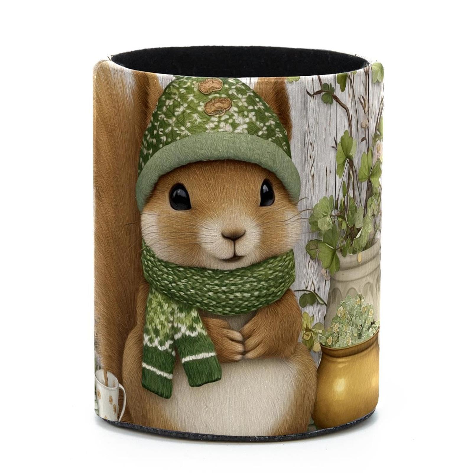VAPOKF Round Pencil Holders for Desk, Cute Squirrel Pen Holders Pen Pot Makeup Brushes Storage Desktop Stationery Supplies Organiser for Home Office