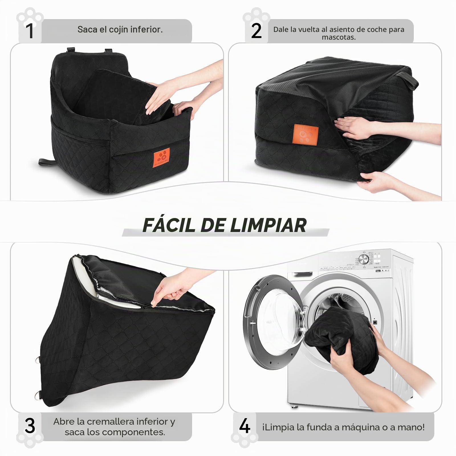 GL GLENSLAVE Asiento de coche para perros pequeños y medianos, asientos de coche elevados para perros con cojín grueso para perros de menos de 35 libras, asiento de coche desmontable lavable para