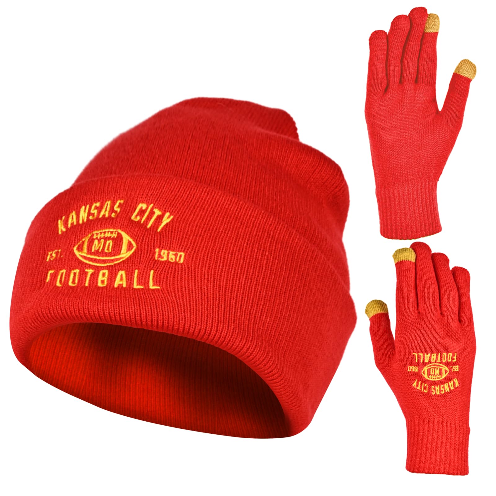 Vintage Skull Cap Embroidery Beanie with Gloves
