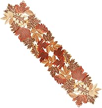Vkinman Fall Harvest Table Runner 13"x70", Cutwork Applique Embroidered Leaves Table Runner Maple Leaves Table Runner for Home Kitchen Decoration Table Runner for Halloween Thanksgiving Christmas
