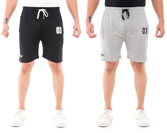 Men's Combo Shorts Pack - Sports, Gym, and Bermuda Shorts for Men - Pack of 2 - Cotton Fabric, Zipper Pocket, and Stylish Design - Summer Wear and Fitness Essentials