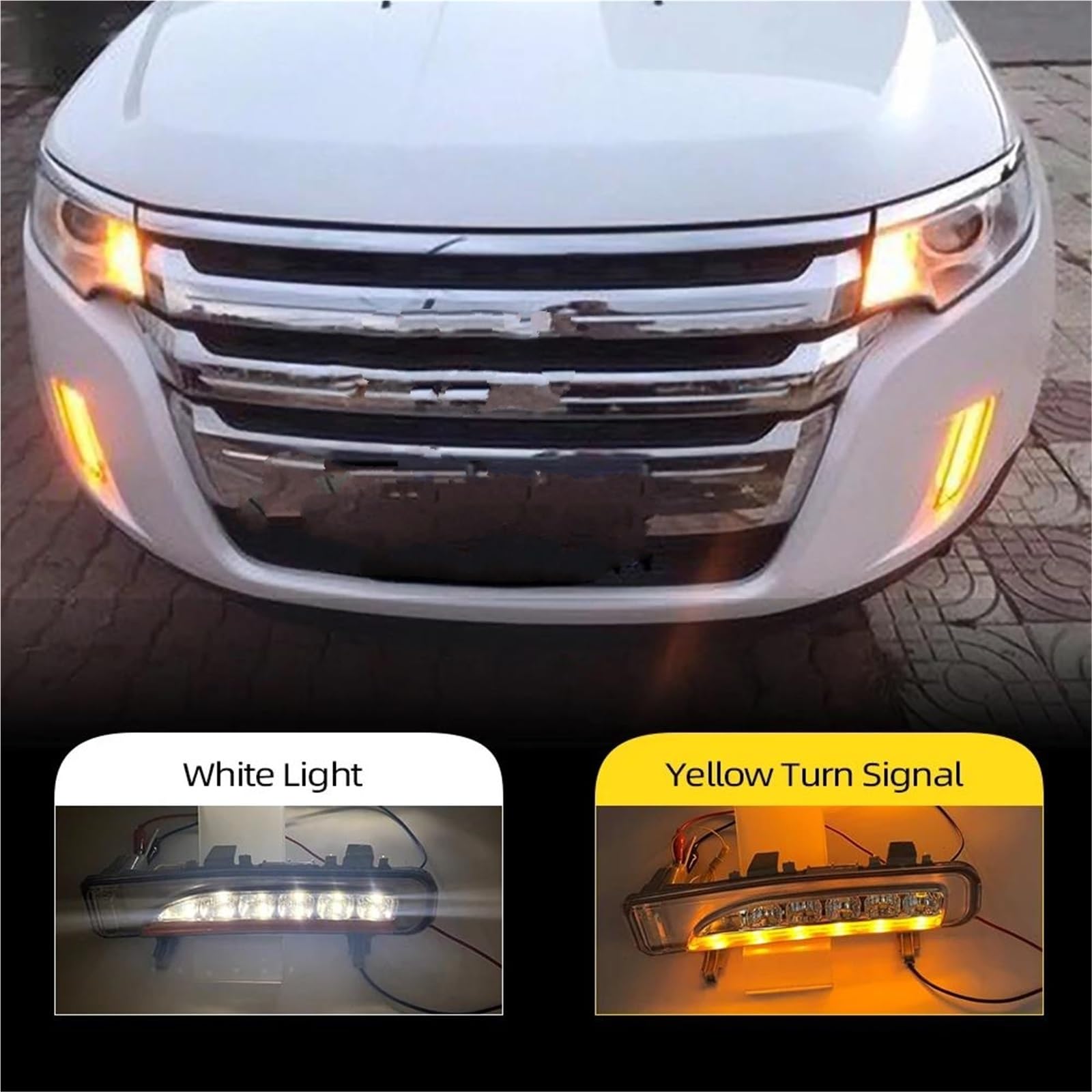 Giro Indicadoras Luz 1 Par De Luces De Circulación Diurna LED DRL ABS De 12 V Con Luces De Señal De Giro Y Lámpara Antiniebla Para Ford Para Edge 2009-2014