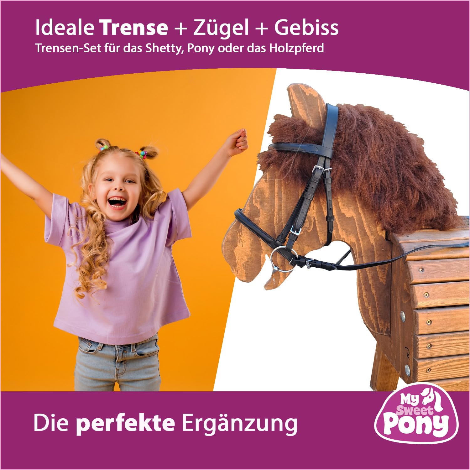 My Sweet Pony® Trensen-Set inkl. Gebiss + Zügel | für Pony, Shetty und Holzpferd | Ideal als Ergänzung für erste Reitversuche