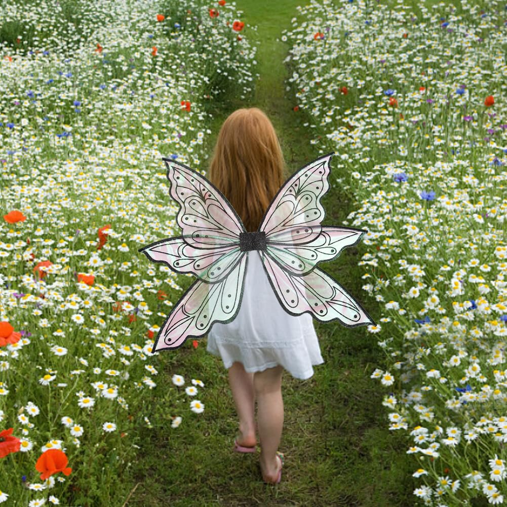 Fairy Butterfly Wings For Girls – Sheer Dress-Up Wings For Halloween, Costume Party, Role Play, Stage Performance (Type 3, 23.6x19.6 In)