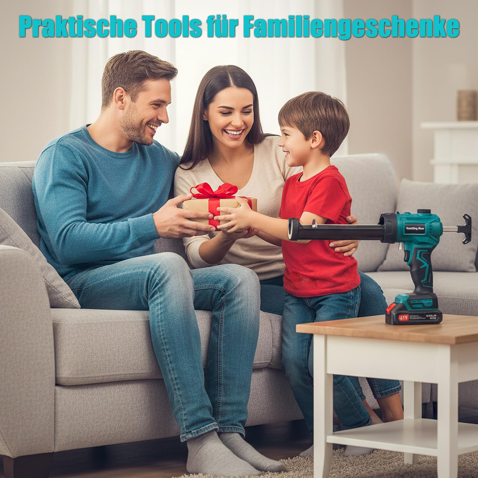 Pistola de cartuchos inalámbrica compatible con Makita 18V, pistola de silicona eléctrica con 2000mAh, cambio de marchas continuo, luz LED, jeringa de silicona a batería para cartuchos de 300ml