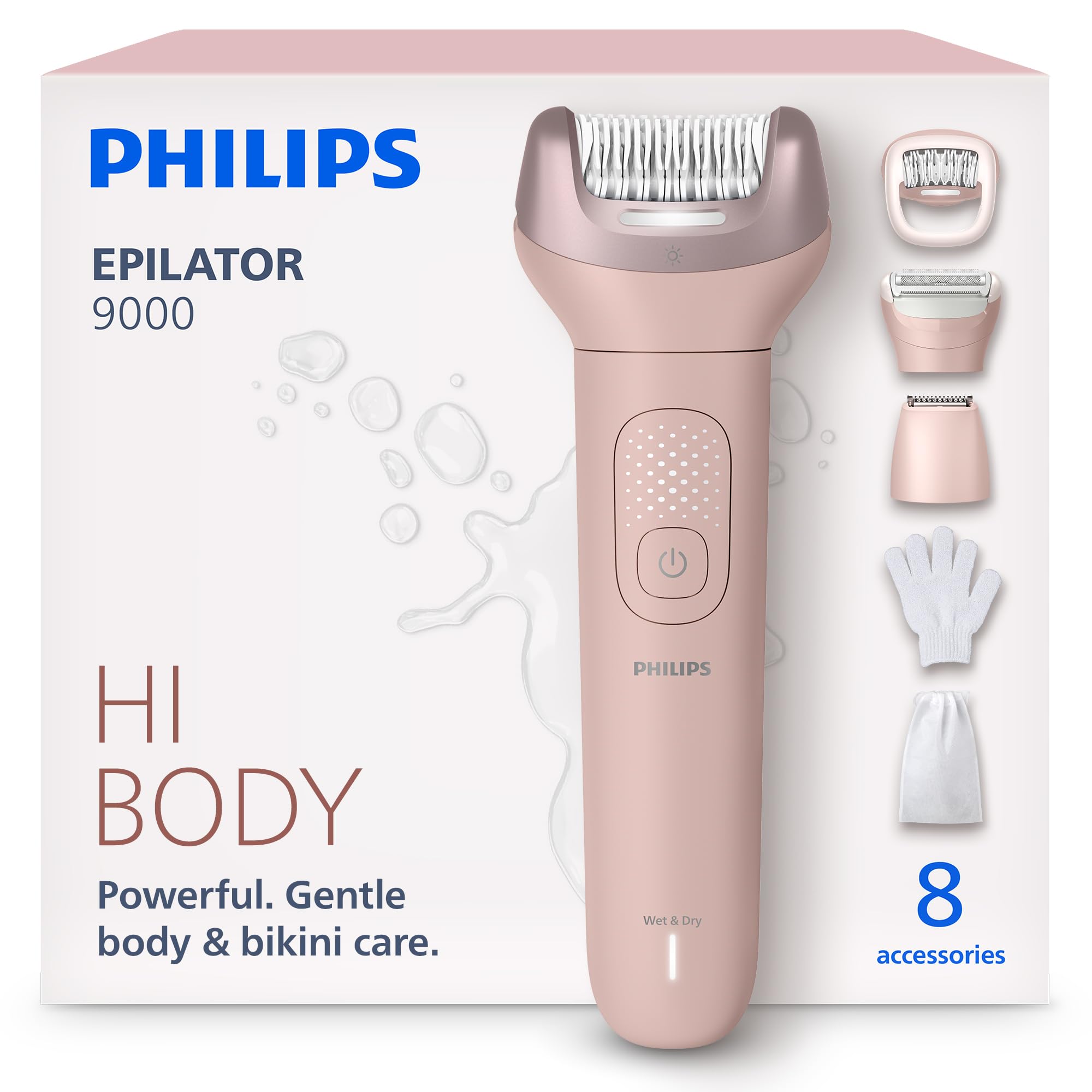 Photo 1 of Philips Epilator Series 9000 - Cordless Wet and Dry Electric Epilator, Hair Removal for Legs, Body and Bikini, with ProGuide, 8 Accessories, 60 min. Runtime, Model BRE717/00