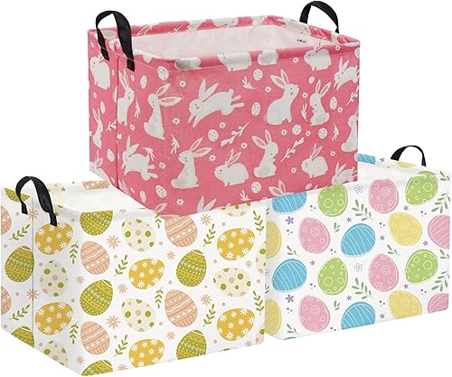 TIBAOLOVER Contenedores rectangulares de almacenamiento con asas, para organizar juguetes de bebé, juguetes para niños, ropa de bebé, libros para