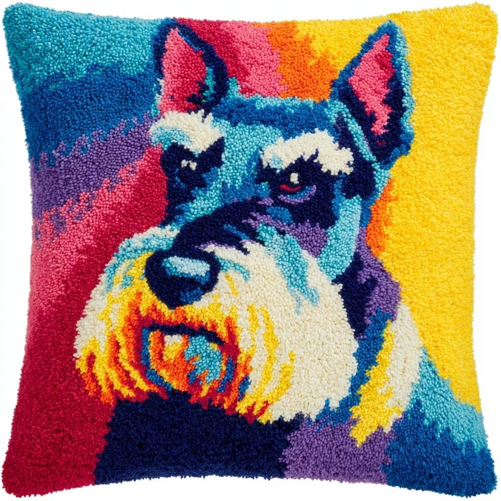 Henypt DIY Latch Hook Rug Kits,Latch Hook Cushion Kits, Dog