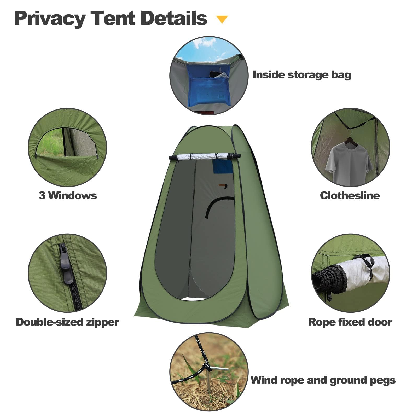 CLIPOP Tenda da bagno pop up, portatile, impermeabile, anti-UV, per la spiaggia, la pesca, l'escursionismo, il bagno, all'aperto, con borsa per il trasporto