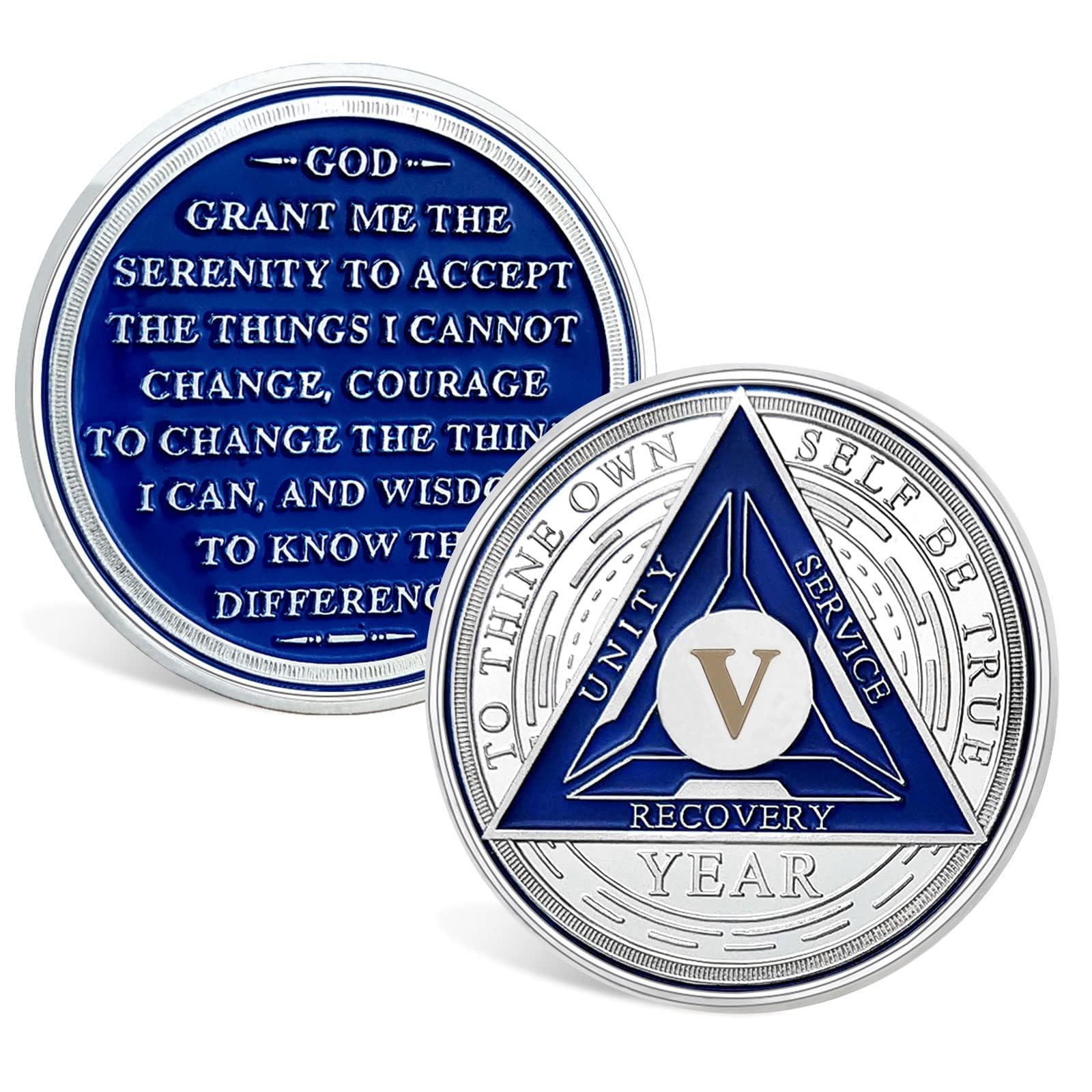 Chip de Sobriedad de 5 Años - Moneda AA Triplate y Medallón de Sobriedad, Chips de Recuperación, Token de Aniversario Sobrio, Regalos de Sobriedad para Hombres y Mujeres