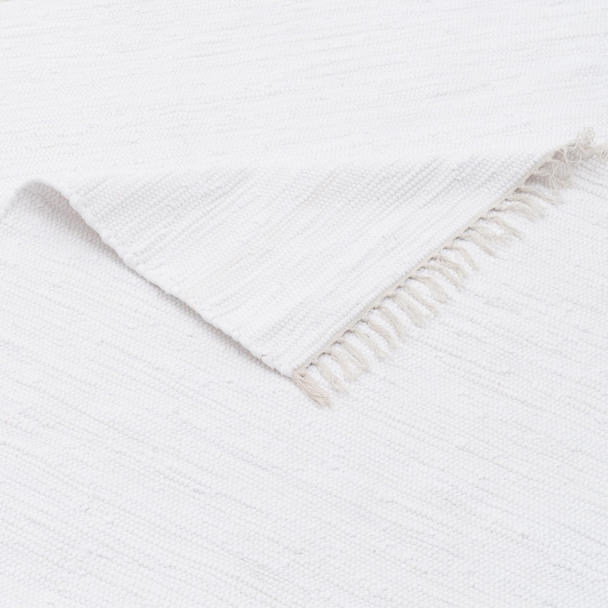 Pergamon Baumwolle Natur Teppich Flachgewebe Handgewebt Läufer Jolly Cotton Weiss in 6 Größen