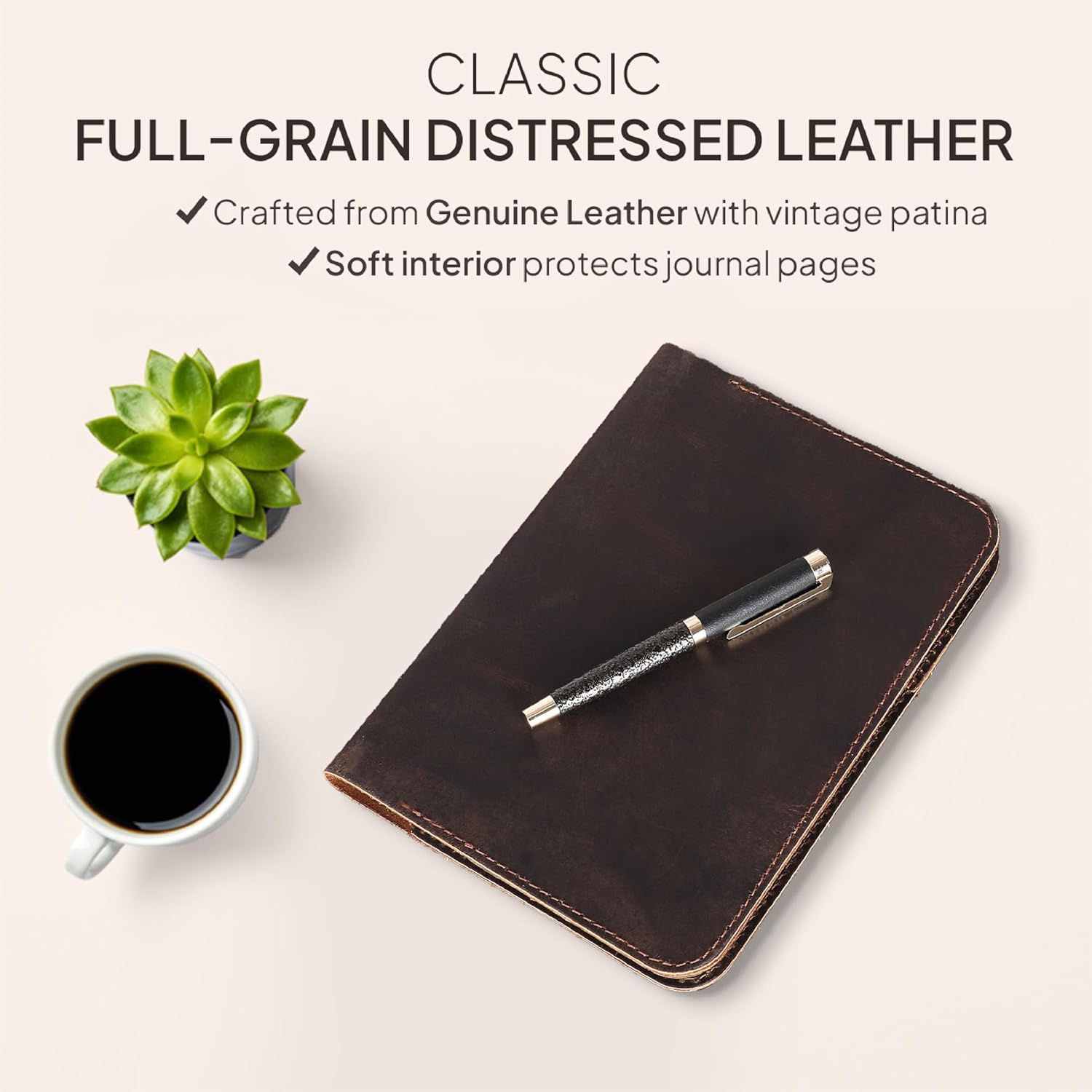 XL Leather Journal Cover 7.5 x 9.5 Inch – Refillable Genuine Leather Notebook Cover for Composition Notebook, Planner & Diary – Handmade Protective Travel Writing Case, Brown