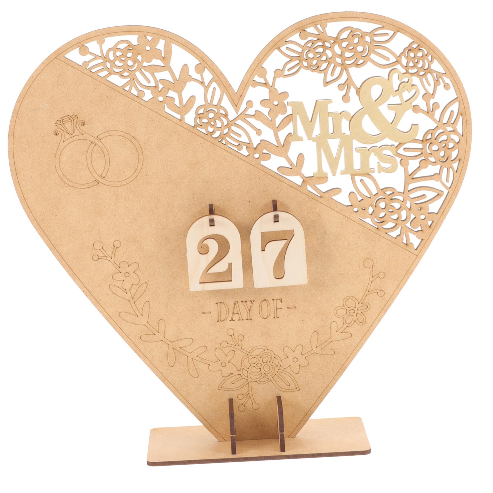 PRETYZOOM 5 Uds DIY De Madera Mr & Mrs Calendario De Boda Adornos De Cuenta Regresiva Boda Adornos De Madera para El Hogar Calendario Decorativo De Boda Calendario De Adviento De Boda
