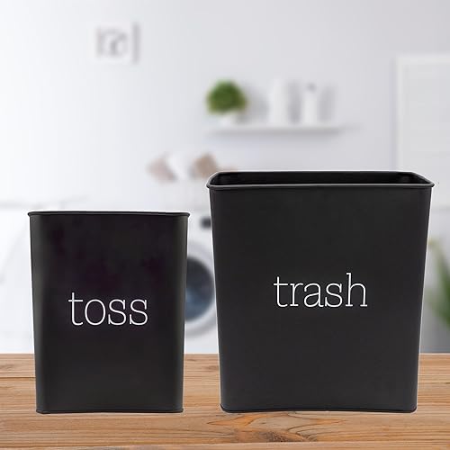 Miniatura 9 de AuldHome Farmhouse - Papelera esmaltada, color negro, 10.2 pulgadas de alto, 8.25 pulgadas de ancho, 6 pulgadas de profundidad, capacidad de 2