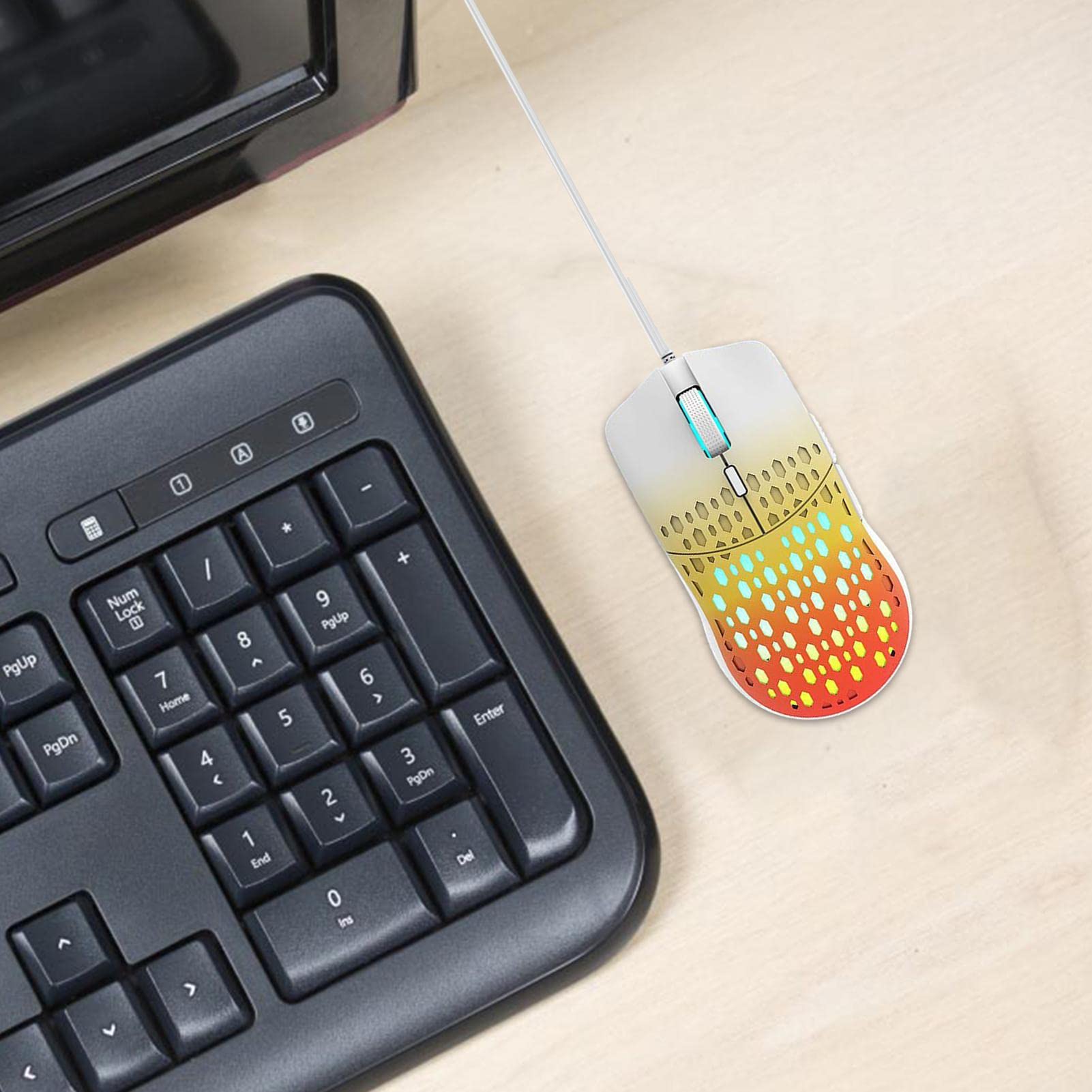 Amazon | ハニカム マウス | RGB ライト付き 3600 調整可能 DPI 有線