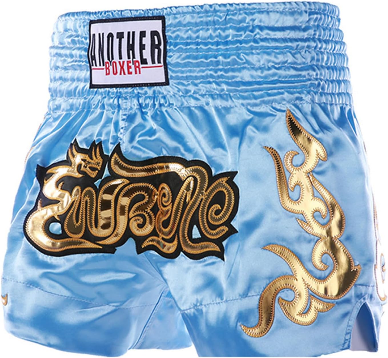JanJean Boys Boxing Muay Thai Shorts Letter Print Side Slit Boxer Trunks for Kickboxing MMA Training