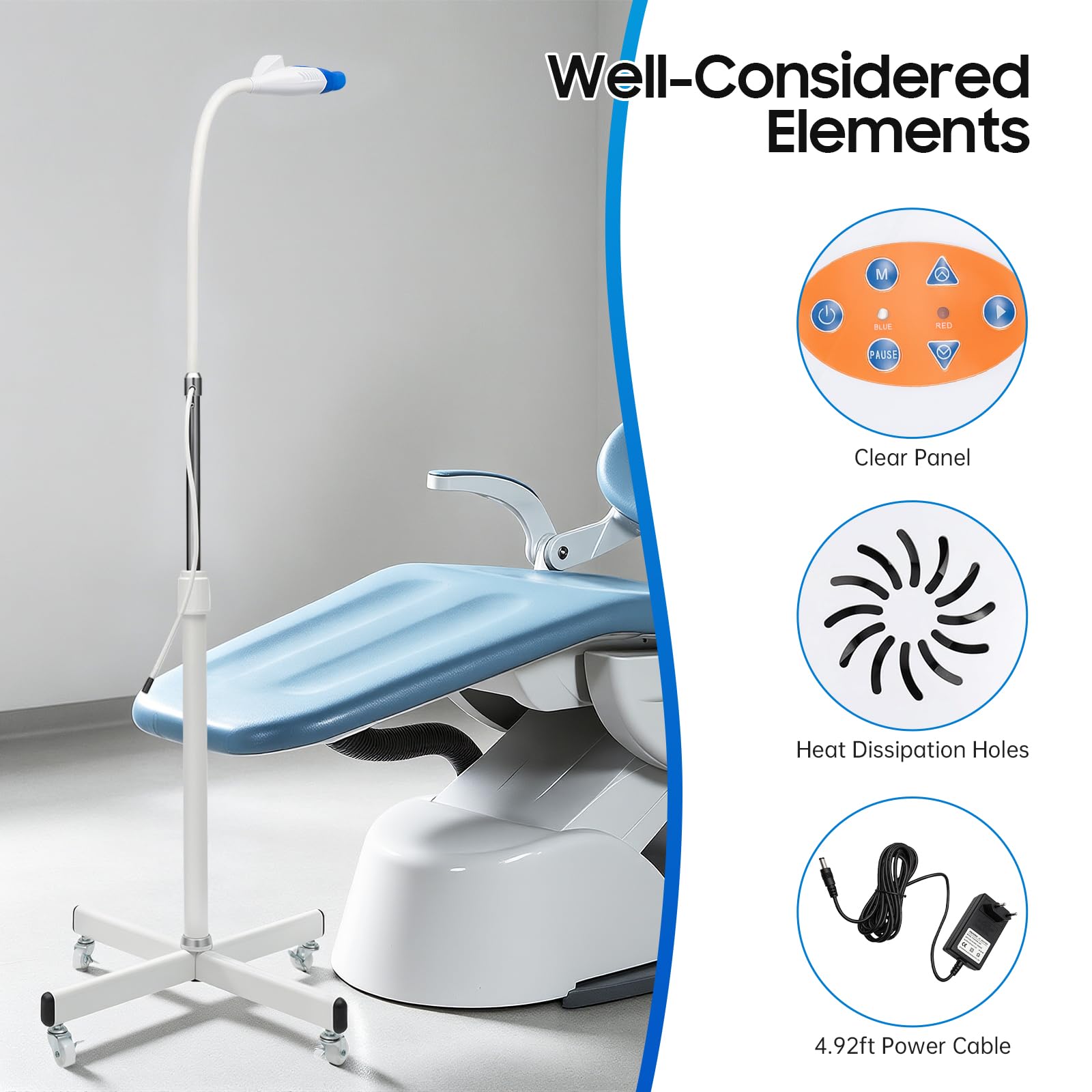 Apparecchio sbiancante Denti LED, Cura Orale Casa, 10 Tubi, Luminoso | Materiali robusti, 10 LED potenti,Timer automatico, roulette mobile, facile da pulire, uso domestico, cura scheggia sorriso