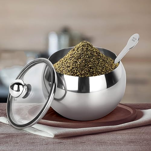 Miniatura 4 de Azucarero de acero inoxidable con tapa transparente y cuchara de azúcar de 81 onzas 81fl oz contenedor de azúcar para el hogar y la cocina