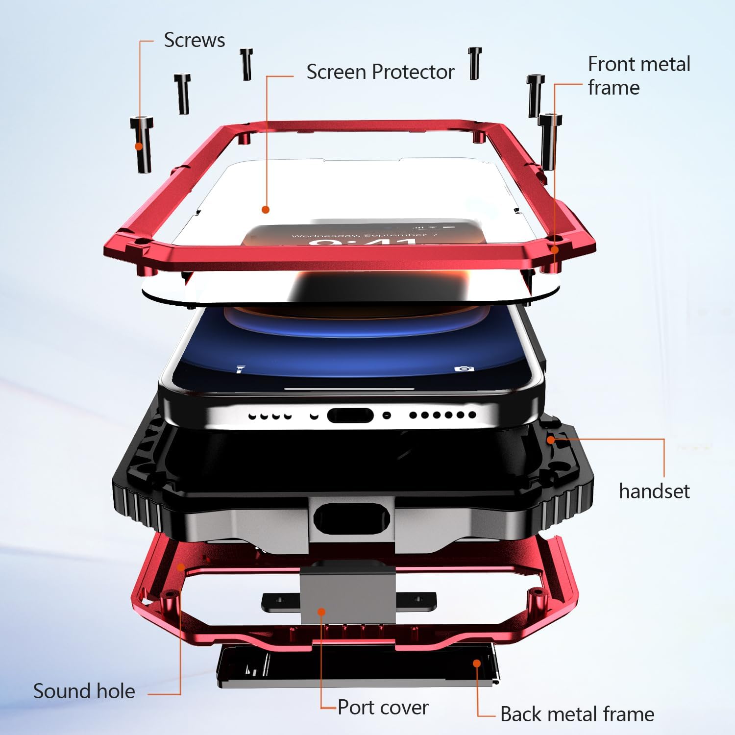 Lunivop Compatibility with iPhone 16 Plus Case 6.7'' 2024 Heavy Duty with Built in Screen Protector Lens Protection Rugged Stand 360 Full Body Military Grade Metal Bumper Phone Cases Men Red