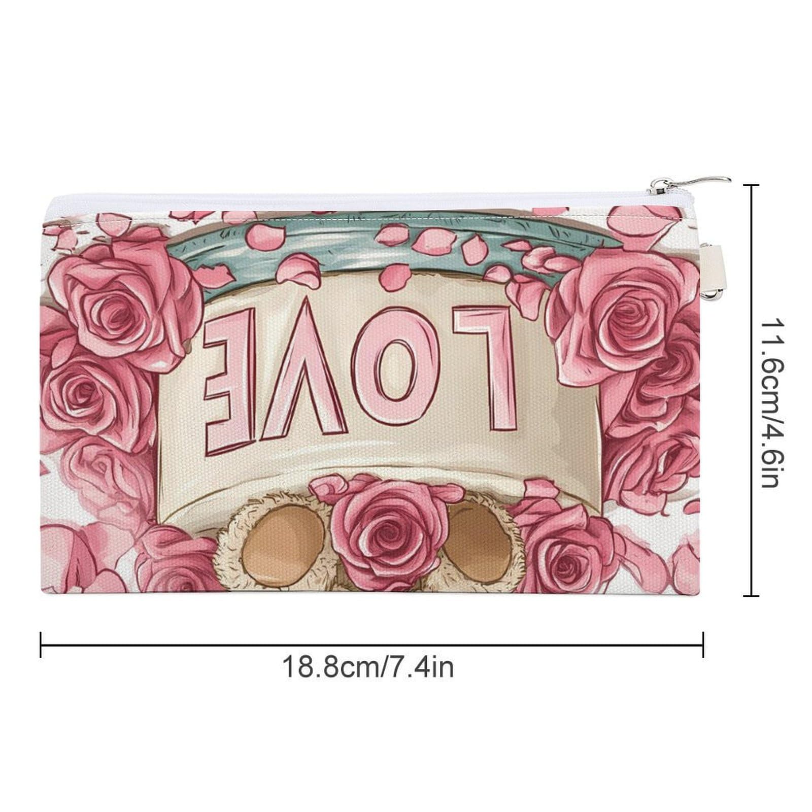 Bear Cake Coin Purse Canvas Change Pouch Portable Pocket Wallet Mini Storage Bag with Zippered Keychain