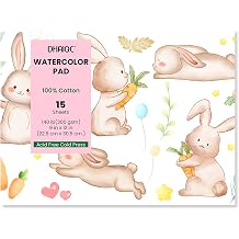 Watercolor Paper Pad, 15 Sheets, 9x12, 100% Cotton Paper, Glue Bound, 140LB/300GSM Cold Pressed Water Color Paper for Watercolor Drawing, Mixed Media, Art Journaling 9x12 Inch
