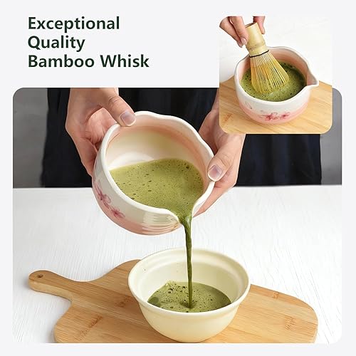 Miniatura 3 de Juego de 7 batidores de matcha, Sakura Cherry Bloosm Matcha Kit de Navidad para mujeres, cumpleaños, mamá, niñas, niños y amantes del té Matcha, con