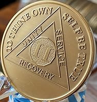 Vista 4 de Medallón AA de 2 años Grande 1.5 pulgadas Heavy Premium Bronze Sobriety Chip