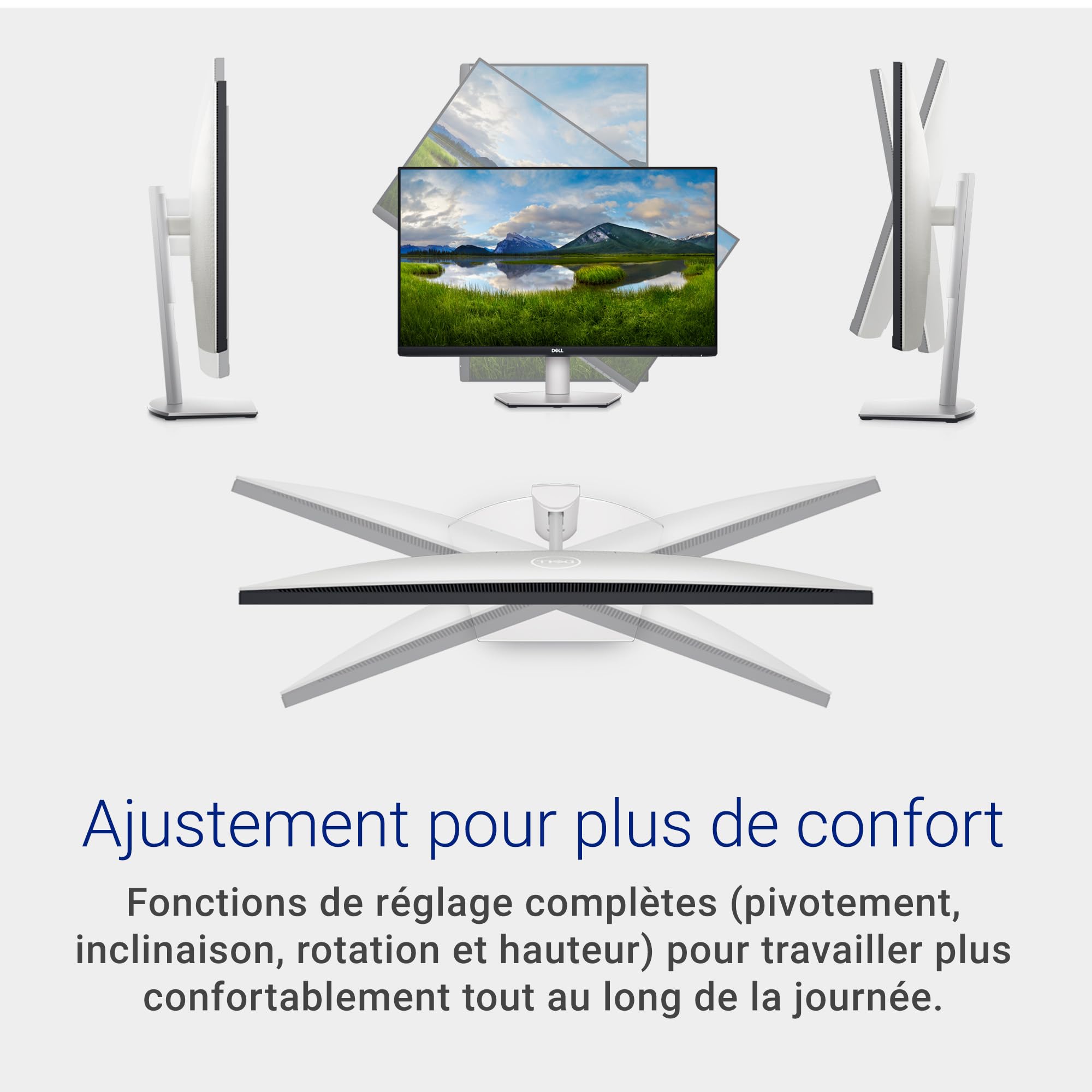 Dell S2721QSA 27" 4K UHD (3840x2160) Écran PC, 60Hz, IPS, 4ms, AMD Radeon FreeSync, 99% sRGB, Haut-parleurs intégrés, DisplayPort, 2x HDMI, Garantie 3 ans, Argent
