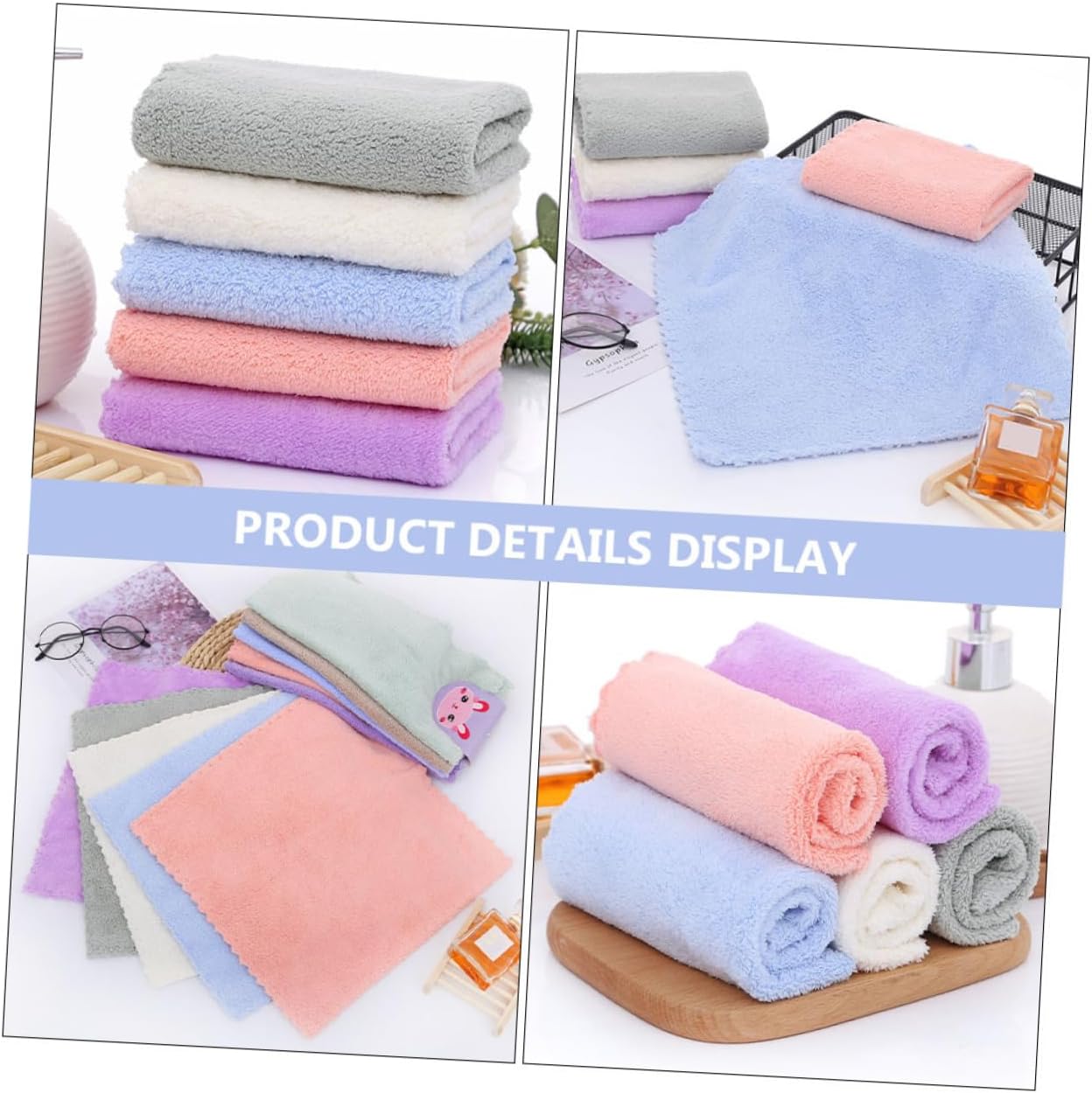 Toddmomy 10pcs High Density Coral Fleece Square Towels for Boys and Girls Soft Absorbent Baby Feeding and Bath Wipes for Newborns and Infants