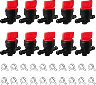 Fuel Shut Off Valve for Mower - 1/4" Fuel Cut Off Valve for Riding Lawn Mower Garden Tractor Pressure Washer Snowblower, Inline Fuel Gas Shut Off Valve Switches Tap for Small Engines, 10 Packs