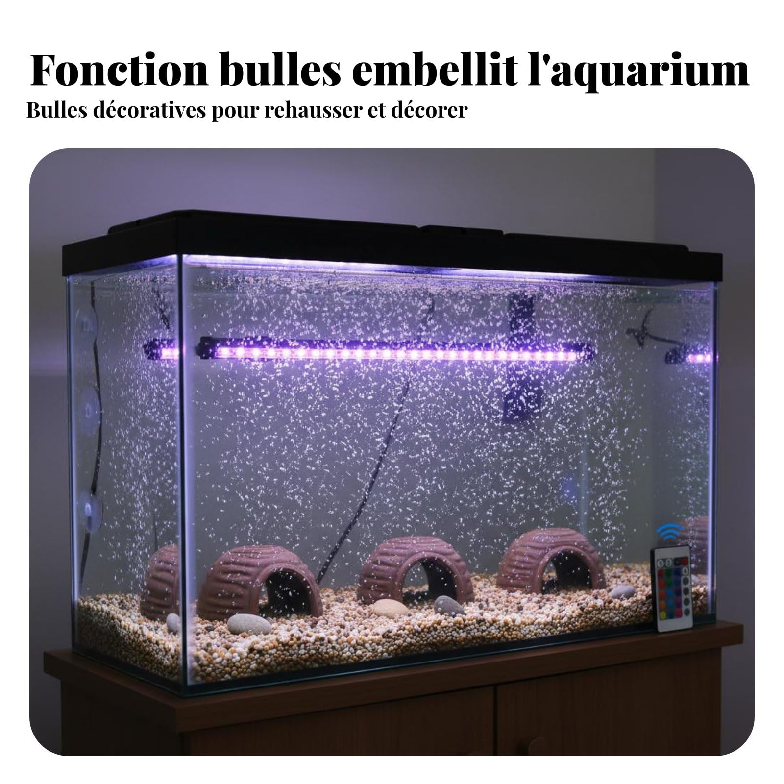 kowaku Aquarium Bubble Light Lampe à Bulles Effets Lumineux RGB Fonction Oxygenation Contrôle par Télécommande Résistant à l'Eau Utilisable pour Décoration, 96,5CM, Prise AU