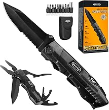 RoverTac Taschenmesser, 15-in-1 Multitool mit Zange, Flaschen- & Dosenöffner, 9 Schraubendreher-Bits, Verriegelungsmechanismus & Nylon Etui - EDC Multiwerkzeug für Camping,Wandern Geschenk für Männer