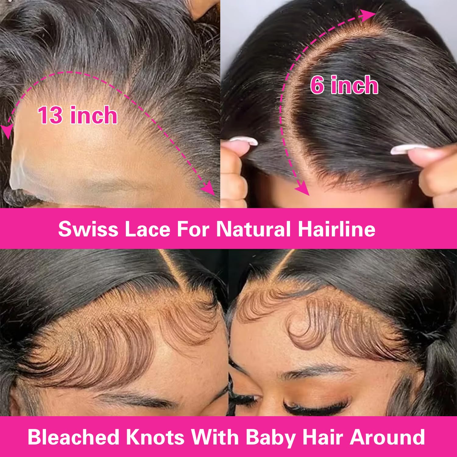 13x6 Straight Lace Front Wig Human Hair 250 Density HD Transparent Lace Front Wigs Jet Black Wig Pre Plucked With Baby Hair Natural Hairline Soft and Smooth Heat Safe 30 Inch