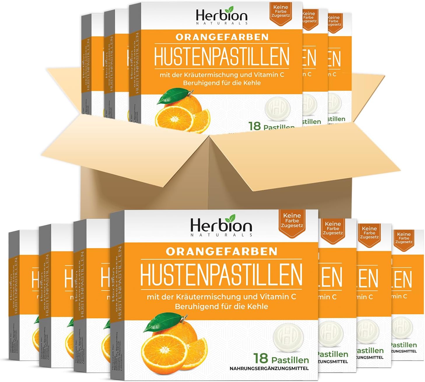 Herbion Naturals Compresse da lecca con gusto naturale di arancia, integratore alimentare, confezione da 48 scatole (18 compresse da lecca per scatola)