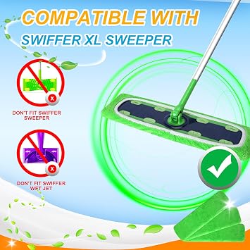 Reusable Microfiber Mop Pads for Swiffer XL Mop - XL Dry Sweeping Cloths & XL Wet Pads Refills - X-Large Heavy Duty Mopping Cloths for Floor Mopping and Sweeping, 2 Pack (Mop is Not Included)