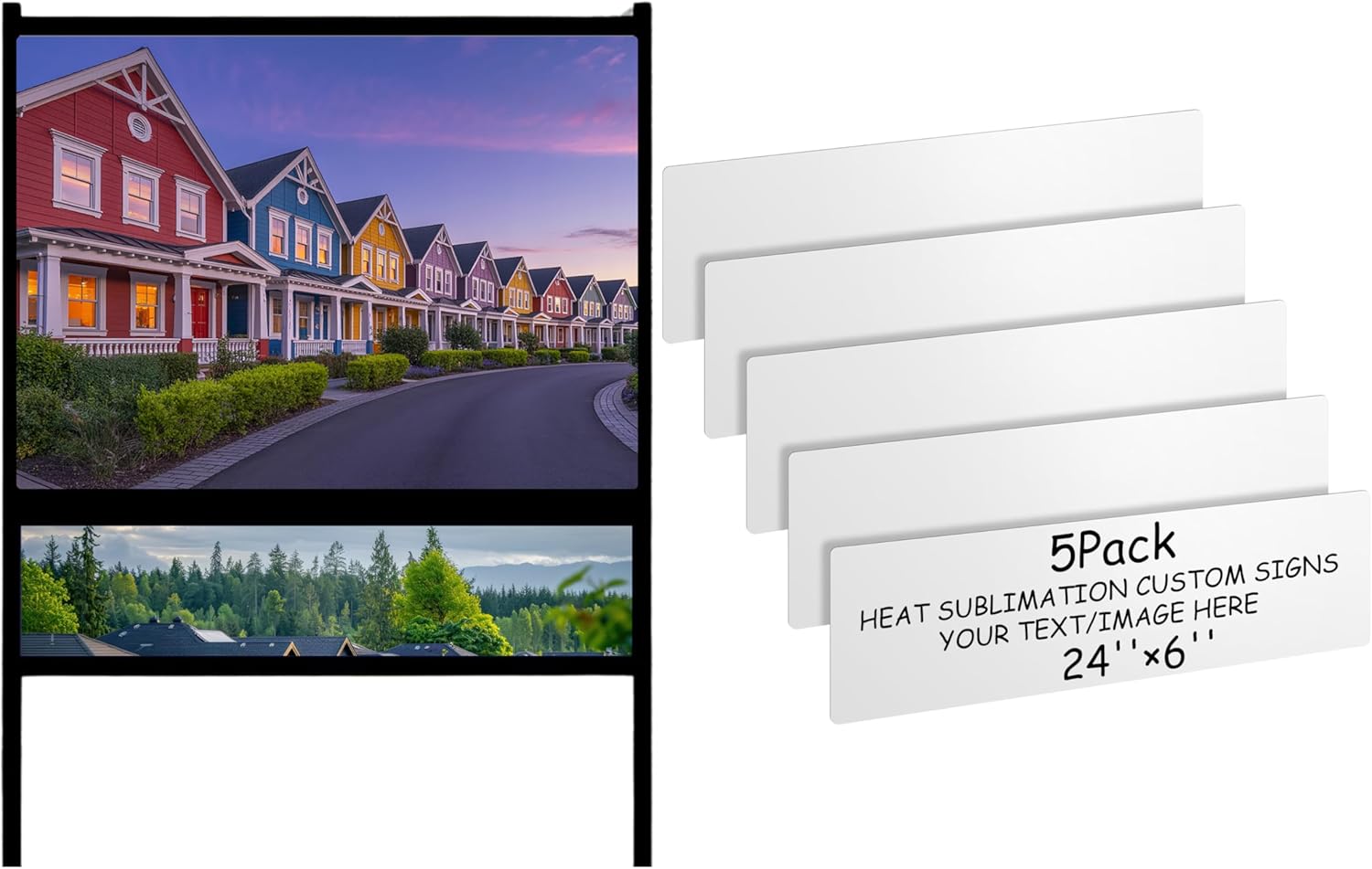 Zonon ホワイトアルミサイン5個パック ブランク 6 x 24 X0.04 両面昇華メタルサイン 角丸 クラフト 庭 屋外