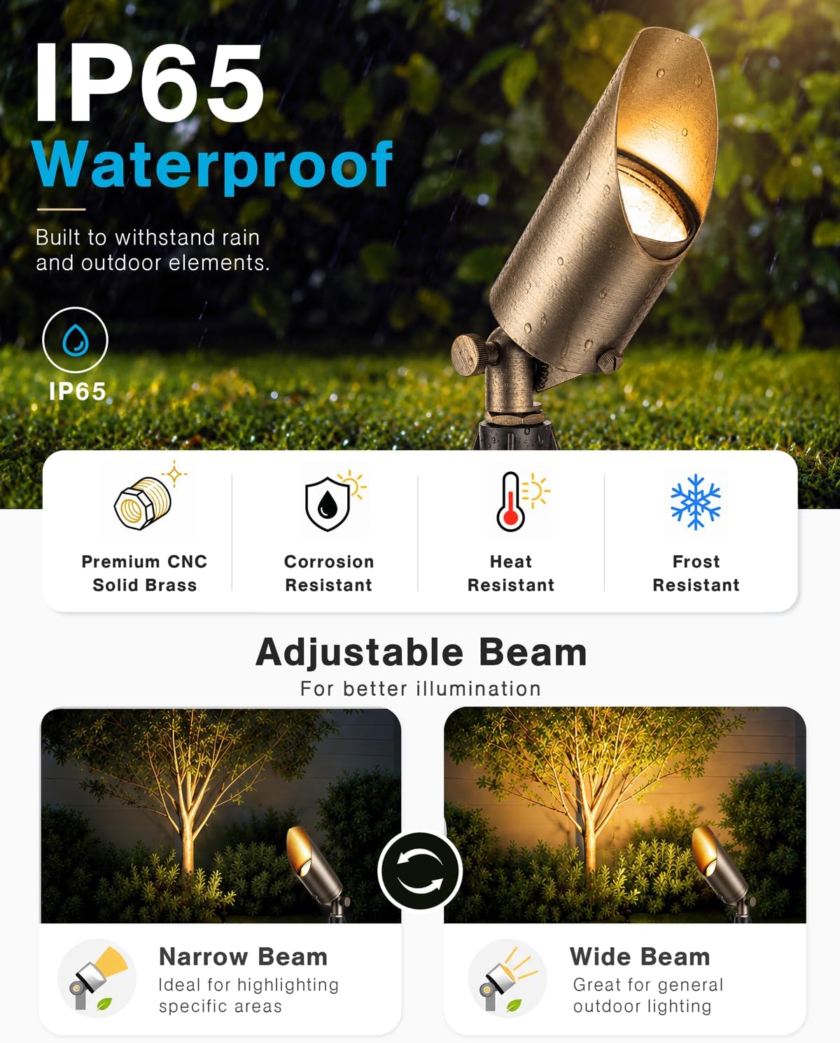 HIBOITEC Solid Brass Outdoor Landscape Lighting Without MR16 Bulb, 12 Pack | 12V Heavy Duty Low Voltage Landscape Spotlights, Classic Bronze Accent Light Fixture for Outdoor Uplighting
