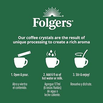 Folgers Classic Decaf Instant Coffee Crystals Packets, 6 ct