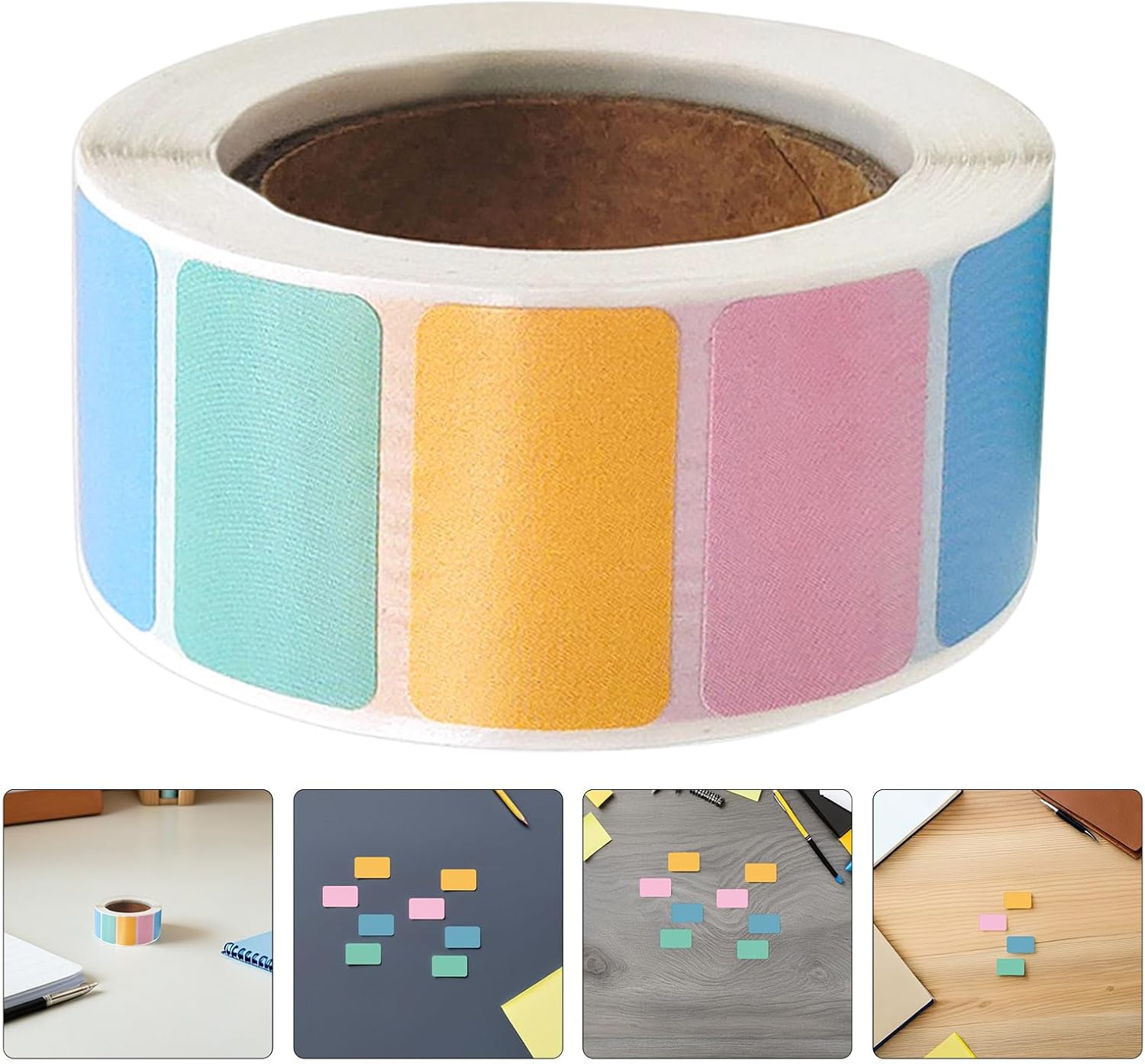 8 Rolls Color Coding Stickers Writable Removable Rectangular Labels
