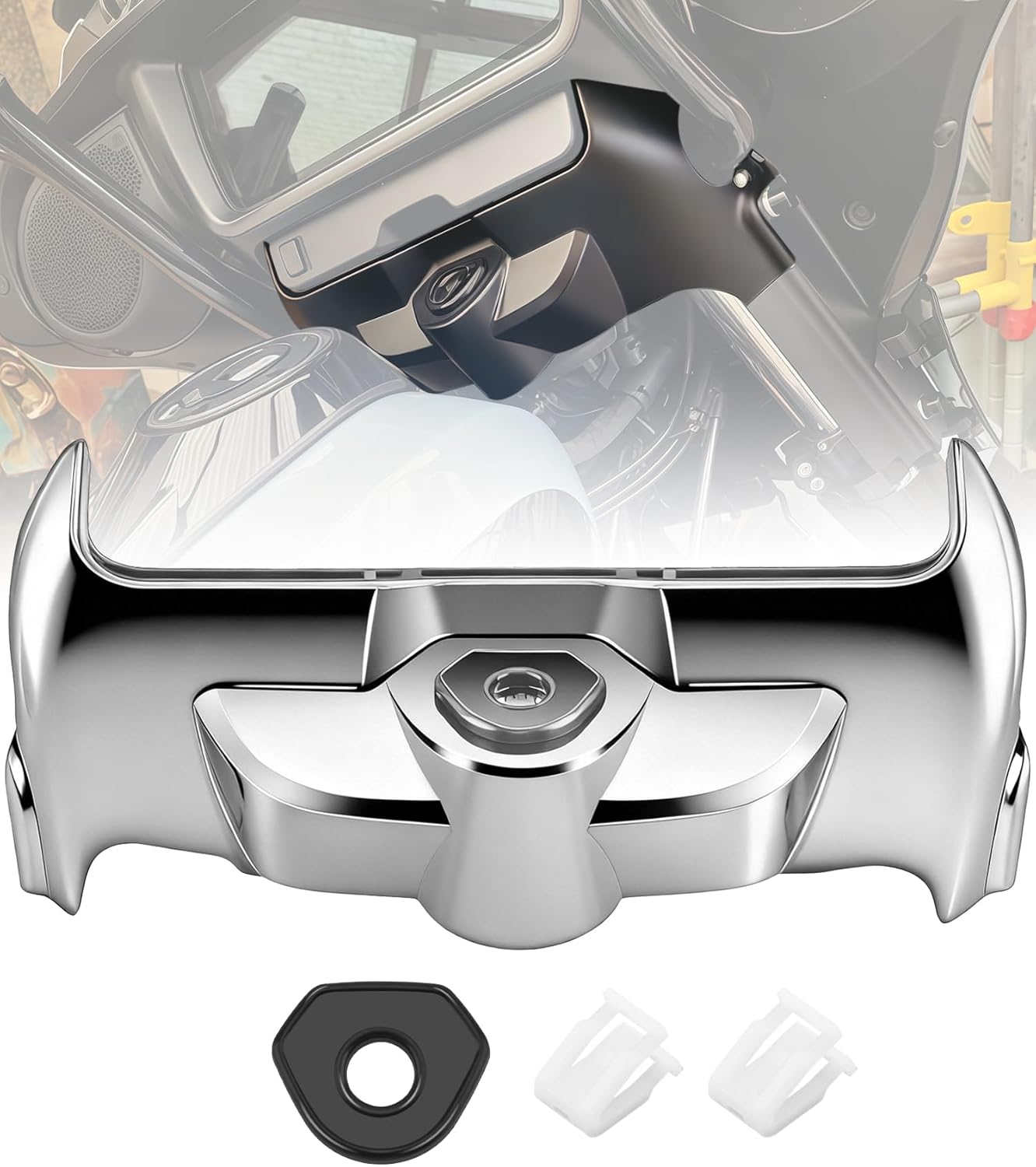 Inner Fairing Skirt Switch Panel Dash Accent Cover&Switch Cover Compatible with Harley Touring CVO Street Glide FLHXSE 2023-up,Street Glide FLHX 2024-up,Ultra FLHXU 2025-up (Chrome)