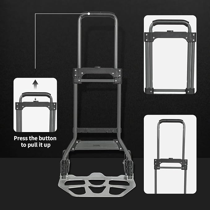 Carretilla plegable con capacidad de 264 lb, mango telescópico miniatura 7