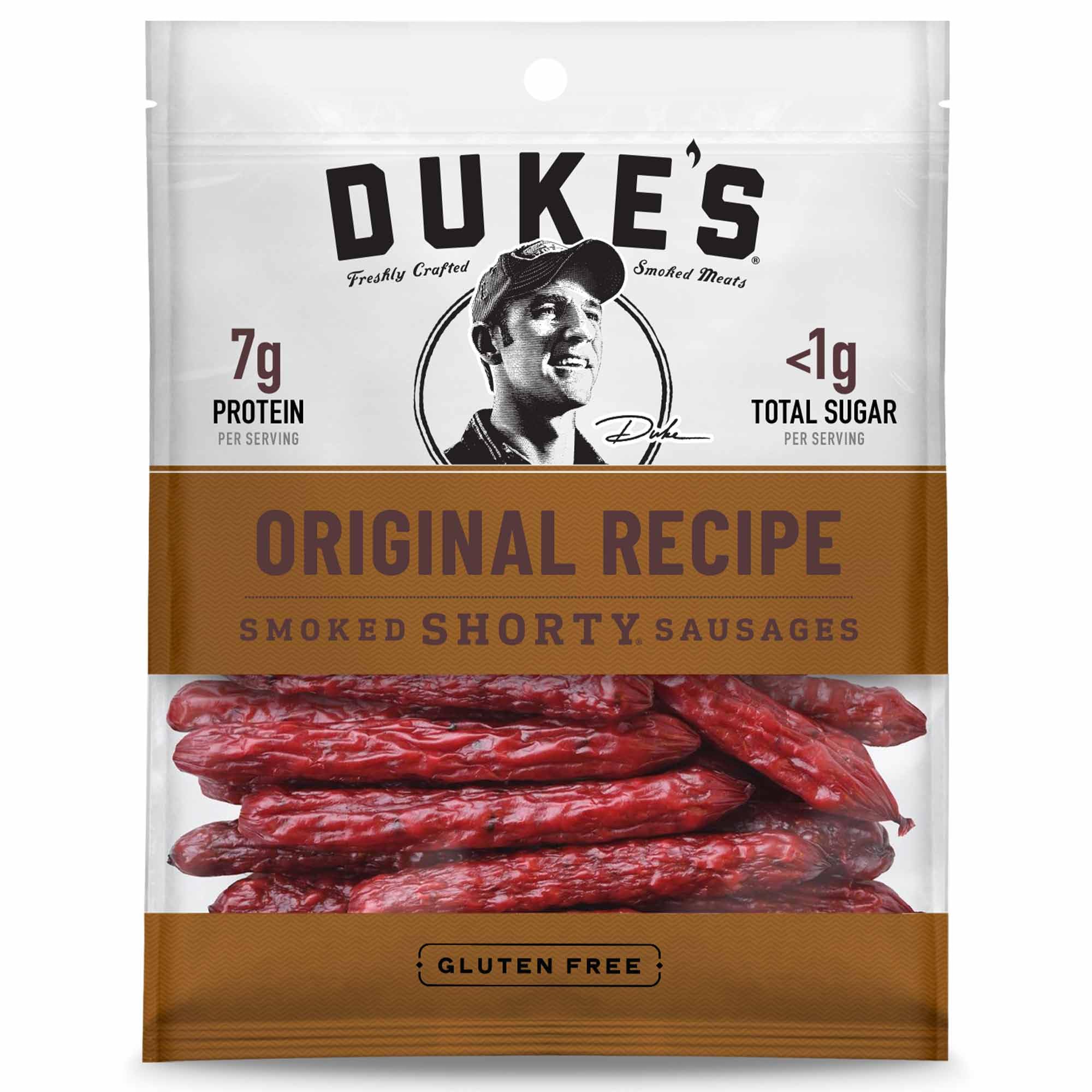 Duke's Pork Original Smoked Shorty Sausages, 7g Protein Per Serving, 4 oz. (Pack of 8)