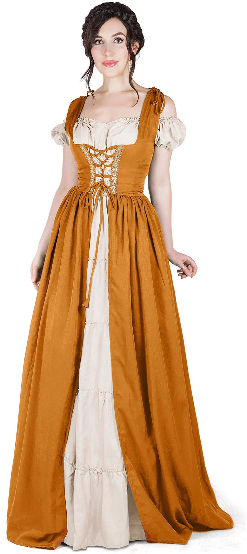 Reminisce Boho Set Renaissance Madrigal Medieval Irish Costume Chemise and Over Dress