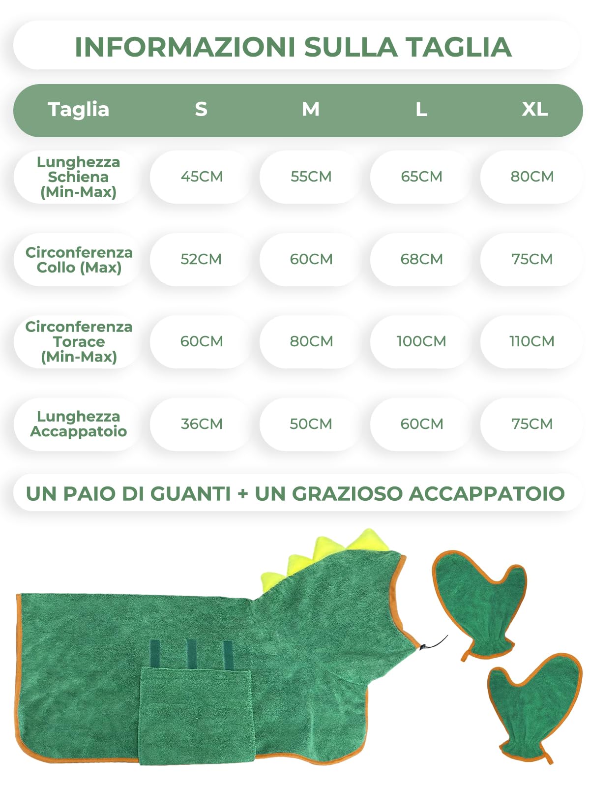 Bibykivn Accappatoio per Cani, Accappatoio per Cani Microfibra, Abbigliamento Asciugamano Morbida per Animali Dinosauro, Per Asciuga il Tuo Cane Dopo Aver Nuotato e Fatto il Bagno (Verde, XL)