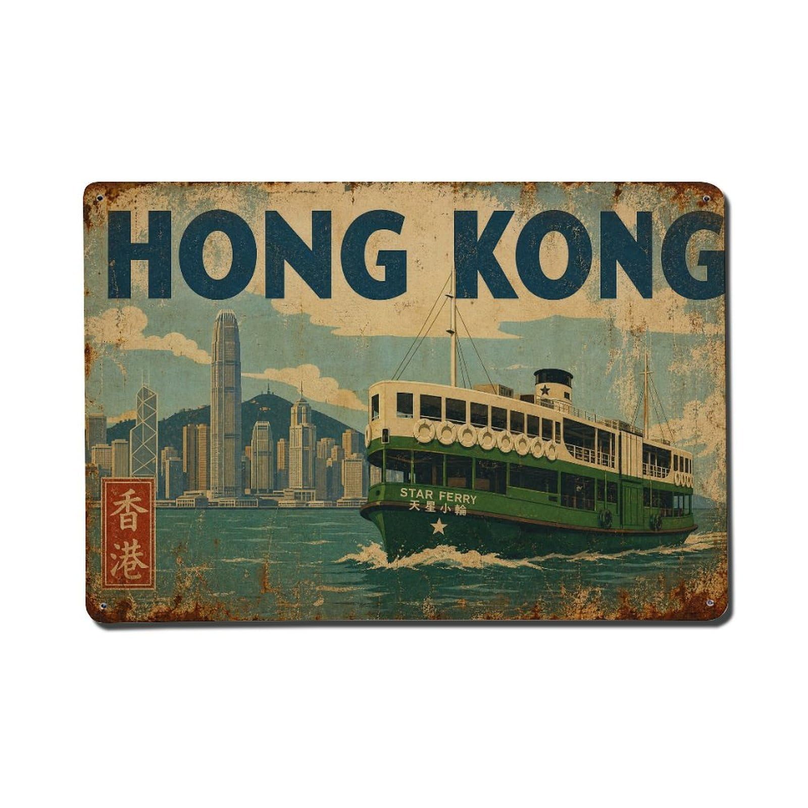 Huiyhb 8X12inch(20X30cm) Vintage Travel Hong Kong Ferry Metal Tin Sign