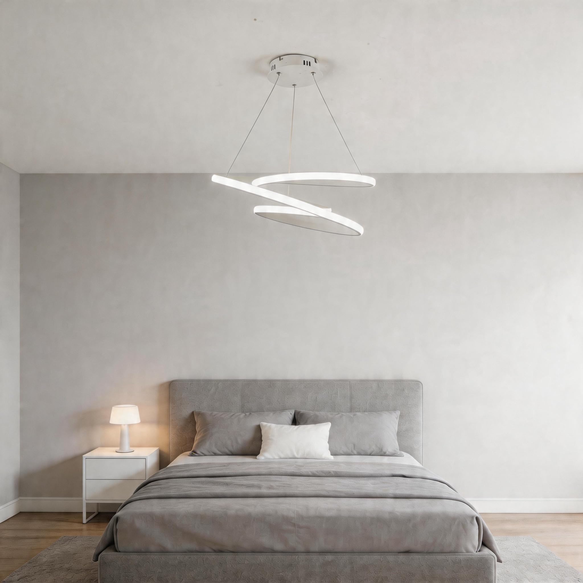 Lampada a Sospensione a LED, Lampadario Circolare da Ristorante, Lampada da Soffitto dal Design Irregolare Minimalista per Camera da Letto, Soggiorno - Luce Bianca da 68 Watt