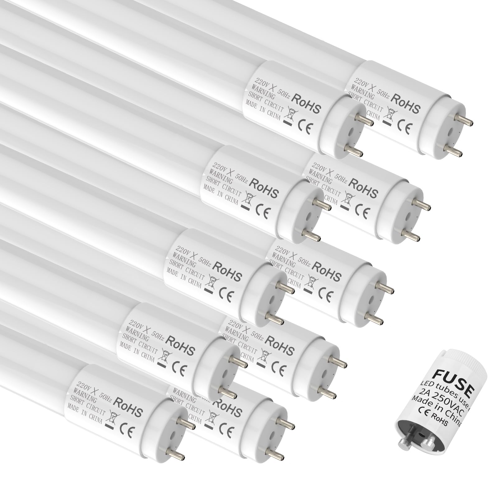 JESLED 4er Pack LED Röhre 150cm T8 G13 - 18W, 6000K, 2970 Lumen - PC-Material, hohe Lichtausbeute, inkl. Starter - Ideal für Büro, Supermarkt, Lagerhalle